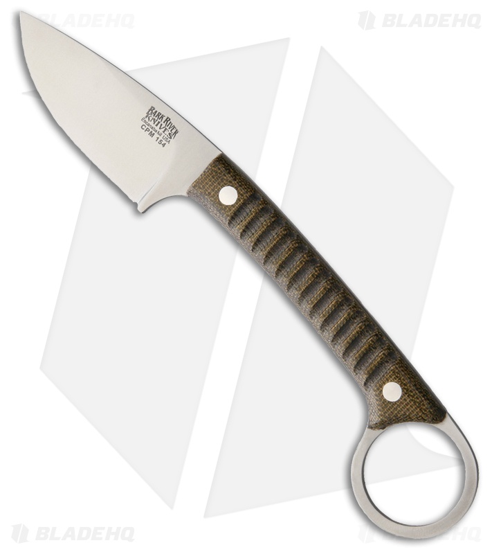 Bark River Ringtail Fixed Blade Knife Green Canvas Micarta (2.5" Satin)
