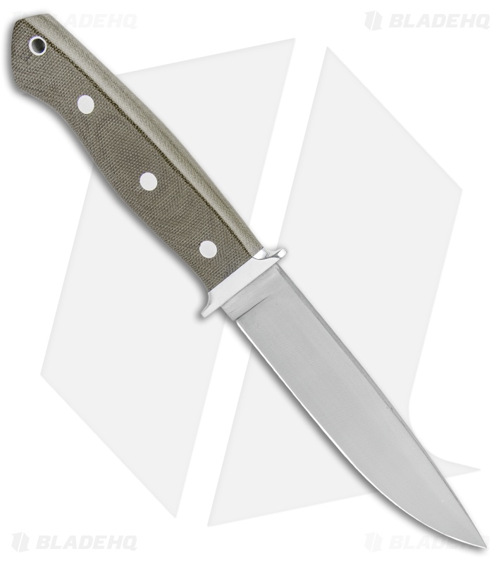 Bark River Sandstorm Fixed Blade Knife Green Canvas Micarta (5" Satin)