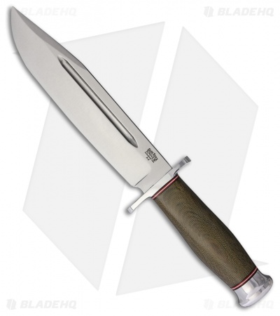 Bark River Teddy II Fixed Blade Knife Green Canvas Micarta (8" A2 Satin)