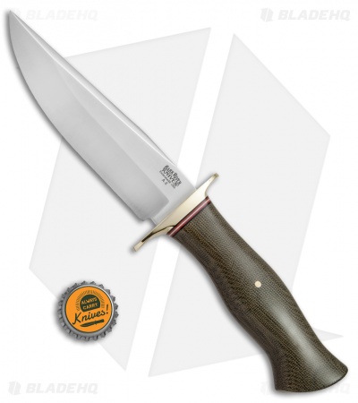 Bark River Vest Pocket Bowie A Fixed Blade Knife Green Micarta (5.375" Satin)
