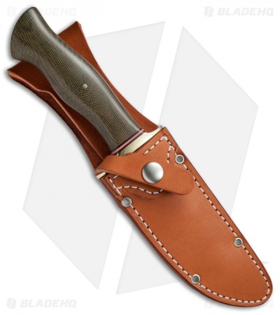 Bark River Vest Pocket Bowie A Fixed Blade Knife Green Micarta (5.375" Satin)