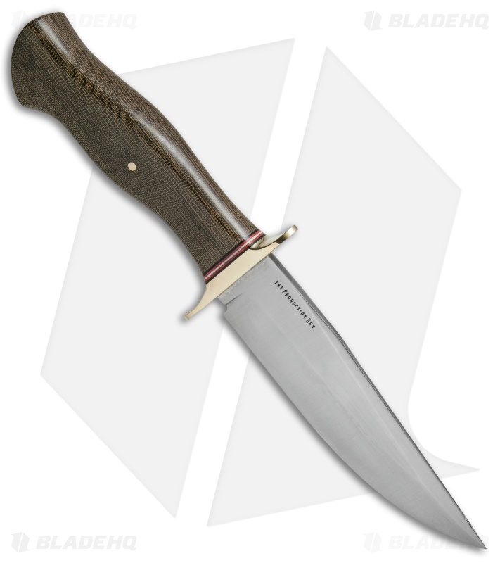 Bark River Vest Pocket Bowie A Fixed Blade Knife Green Micarta (5.375" Satin)