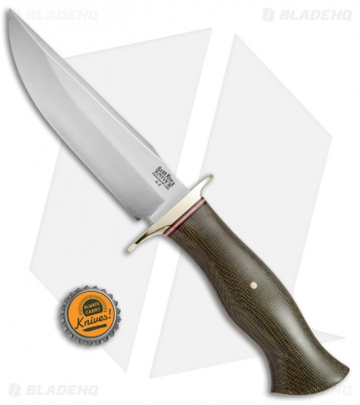 Bark River Vest Pocket Bowie C Fixed Blade Knife Green Micarta (5.375" Satin)