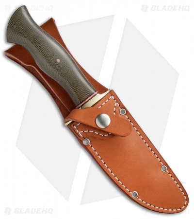 Bark River Vest Pocket Bowie C Fixed Blade Knife Green Micarta (5.375" Satin)
