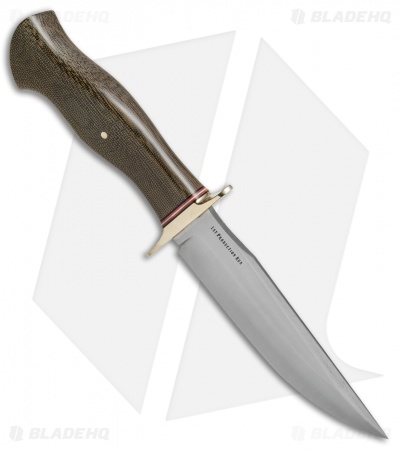 Bark River Vest Pocket Bowie C Fixed Blade Knife Green Micarta (5.375" Satin)