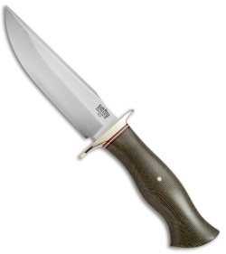 Bark River Vest Pocket Bowie C Fixed Blade Knife Green Micarta (5.375" Satin)