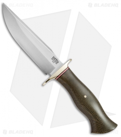 Bark River Vest Pocket Bowie C Fixed Blade Knife Green Micarta (5.375" Satin)