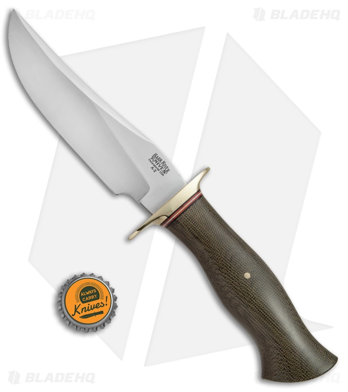 Bark River Vest Pocket Bowie D Fixed Blade Knife Green Micarta (5.375" Satin)