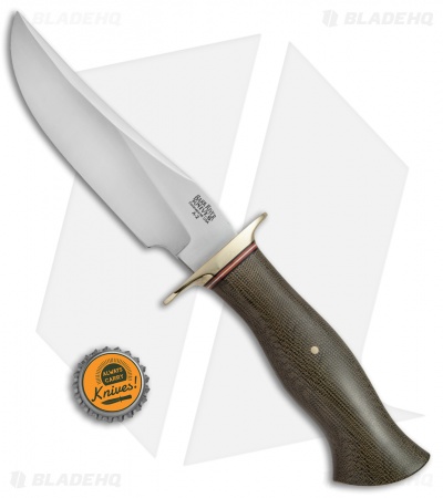 Bark River Vest Pocket Bowie D Fixed Blade Knife Green Micarta (5.375" Satin)