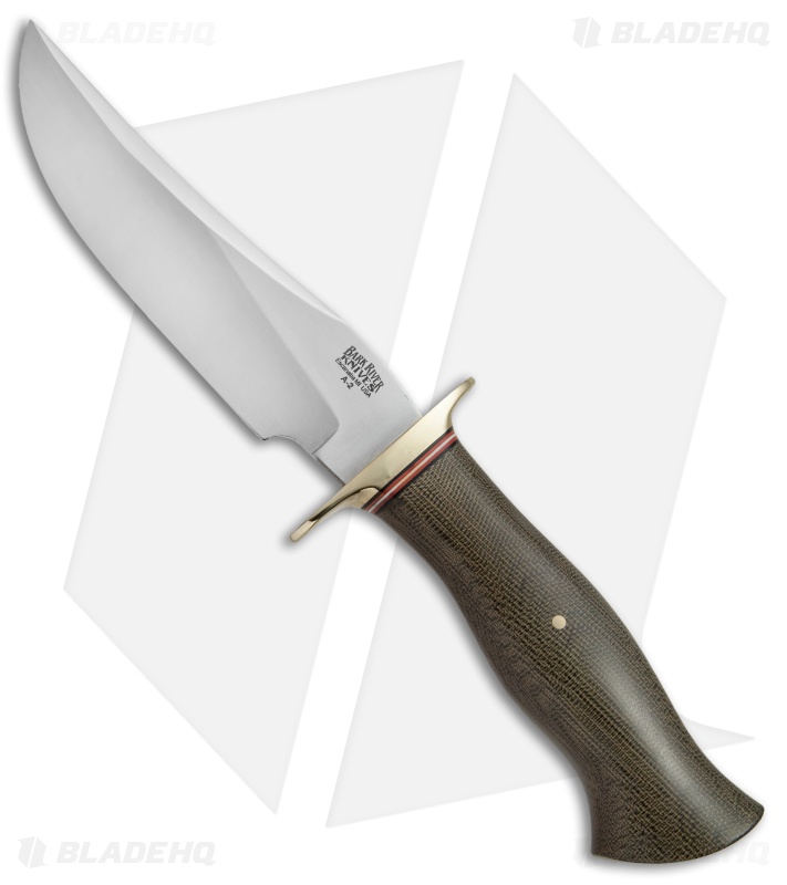 Bark River Vest Pocket Bowie D Fixed Blade Knife Green Micarta (5.375" Satin)