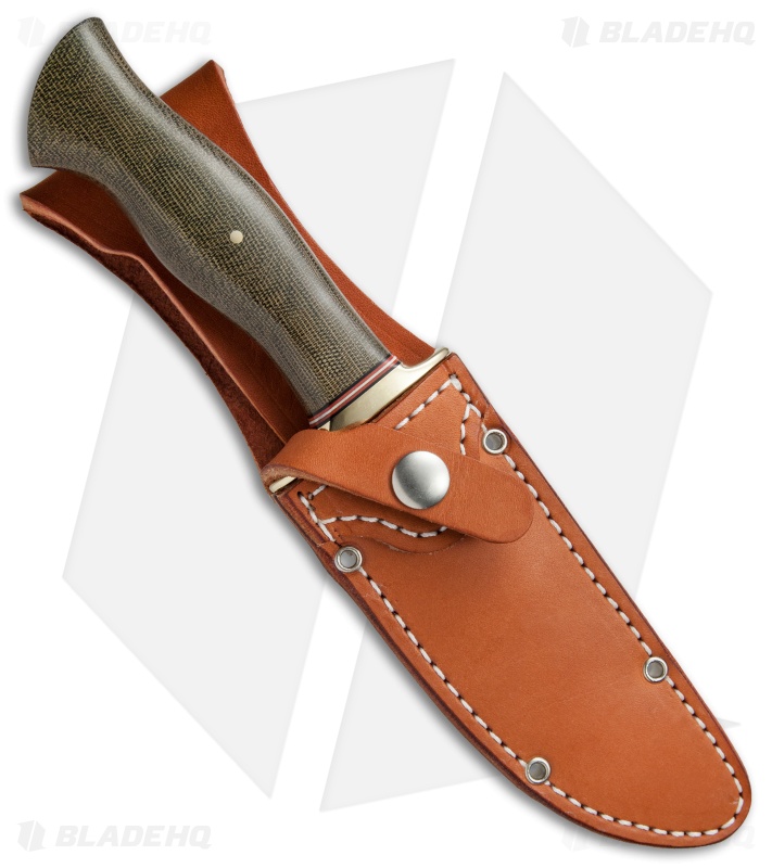 Bark River Vest Pocket Bowie D Fixed Blade Knife Green Micarta (5.375" Satin)