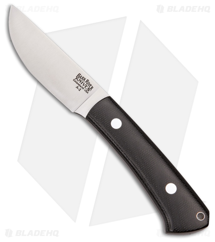 Bark River Woodland Fixed Blade Knife Black Canvas Micarta (3.125" Satin)