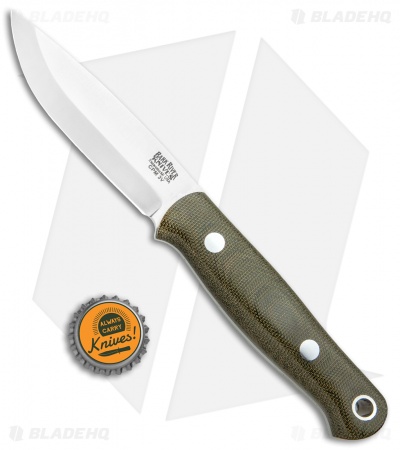 Bark River Bushcrafter Fixed Blade OD Green Canvas Micarta (3.875" Satin CPM-3V)