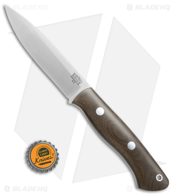 Bark River Knives Aurora Bushcraft Knife Green Canvas Micarta (4.5" Satin)