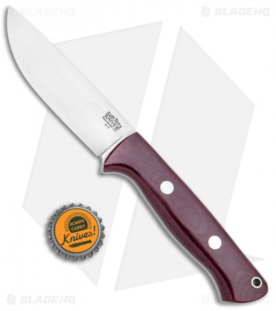 Bark River Bravo 1 Field Fixed Blade Knife Burgundy Canvas Micarta (4.25" Satin)