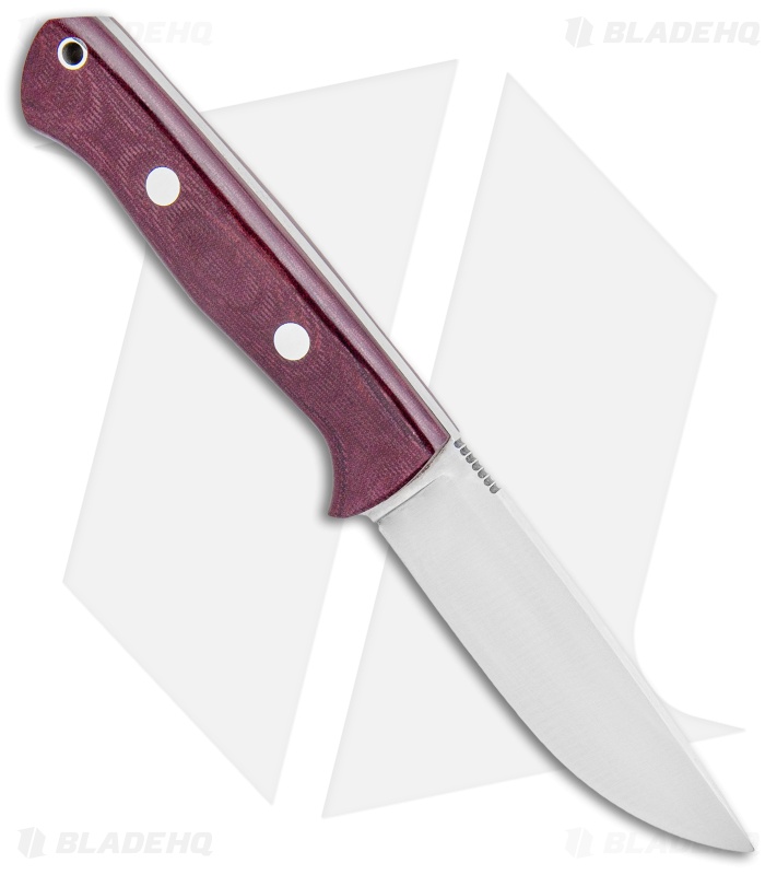 Bark River Bravo 1 Field Fixed Blade Knife Burgundy Canvas Micarta (4.25" Satin)