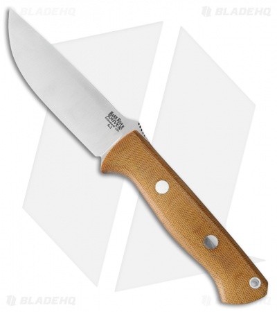 Bark River Knives Bravo 1 Fixed Blade Knife Natural Canvas Micarta (4.25" A-2)