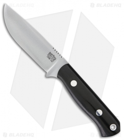 Bark River Bravo Necker II Fixed Blade Knife Black Canvas Micarta (3.5" Satin)