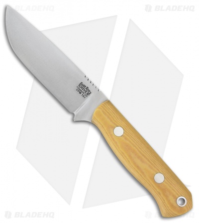 Bark River Bravo Necker II Fixed Blade Knife Yellow Canvas Micarta (3.50" Satin)