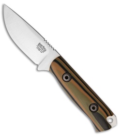 Bark River Bravo Necker Fixed Blade Knife Green Camo G-10 (2.75" Satin)