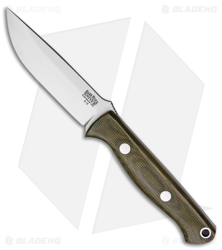 Bark River Bravo EDC Fixed Blade Knife Green Canvas Micarta (3.25" A2 Satin)