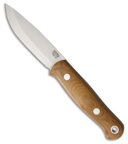 Bark River Bushcrafter Fixed Blade Natural Canvas Micarta (3.875" Satin CPM-154)