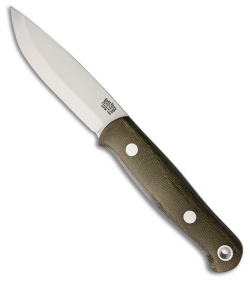 Bark River Bushcrafter Fixed Blade Green Canvas Micarta (3.875" Satin CPM-154)