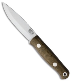 Bark River Mini Bushcrafter Fixed Blade Green Canvas Micarta (2.625" Satin)