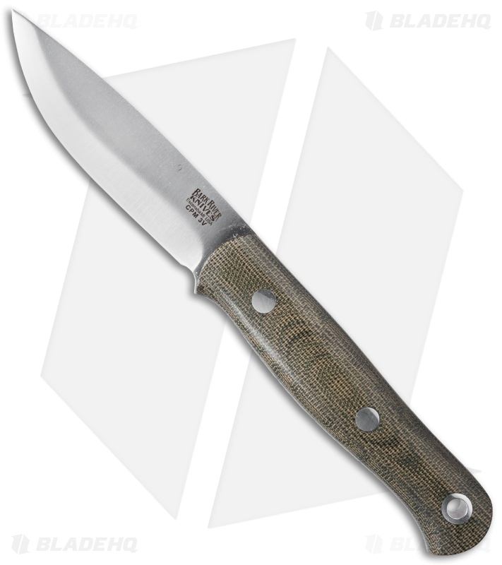 Bark River UltraLite Bushcrafter Knife Green Canvas Micarta (3.375