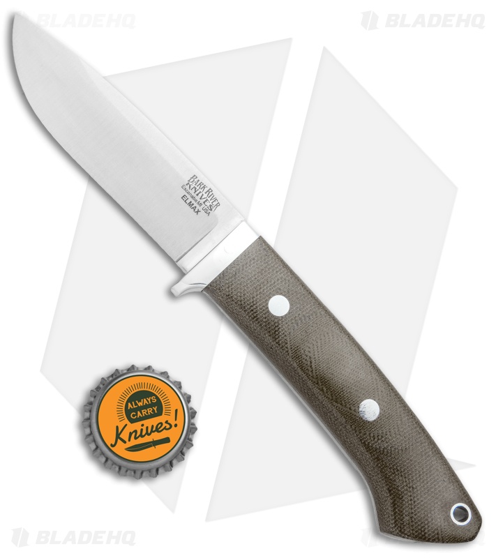 Bark River Classic Drop Point Knife Fixed Blade Green Micarta (3.75" Elmax)