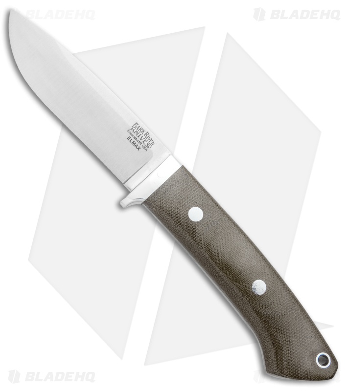 Bark River Classic Drop Point Knife Fixed Blade Green Micarta (3.75" Elmax)