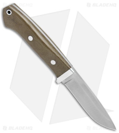 Bark River Classic Drop Point Fixed Blade Knife Green Micarta (3.75" Satin)     