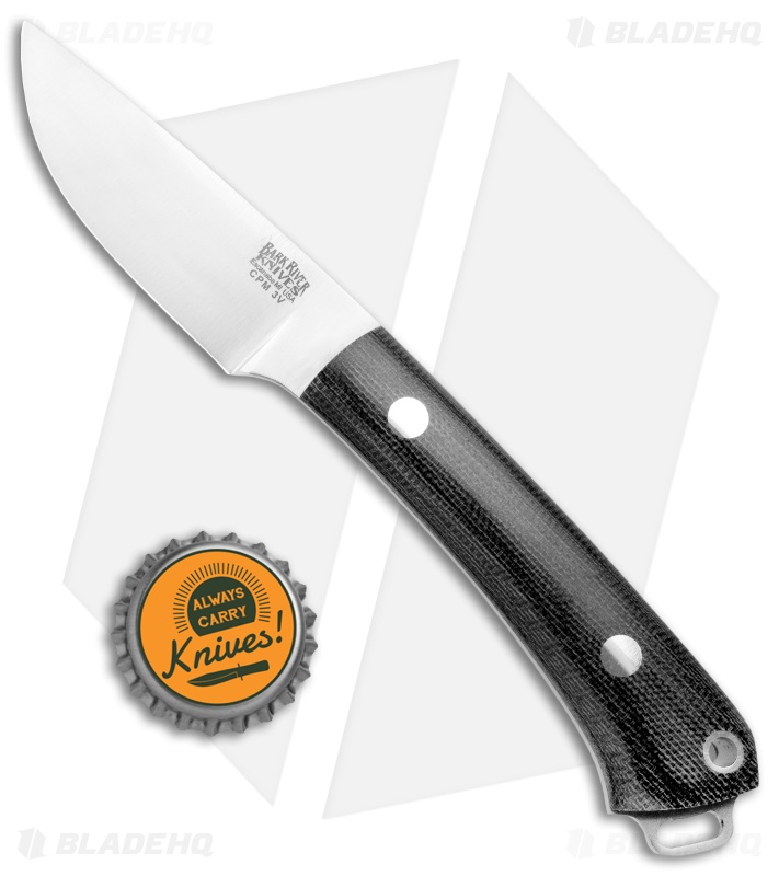 Bark River Mini Fox River Black Micarta Fixed Blade Knife (2.9" Satin 3V)