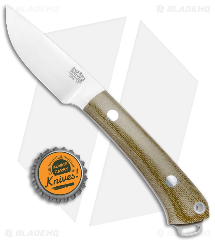 Bark River Mini Fox River Green Canvas Micarta Fixed Blade Knife (2.9" Satin 3V)