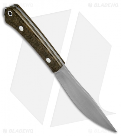 Bark River Knives Trail Buddy Fixed Blade Knife Green Canvas Micarta (4" Satin)
