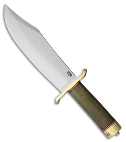 Bark River V-44 Bowie Fixed Blade Knife Green Canvas Micarta (9" Satin)