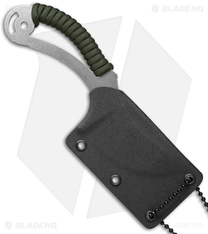 Bastinelli Cal Persian Fixed Blade Neck Knife OD Green Cord (2.5" Satin)