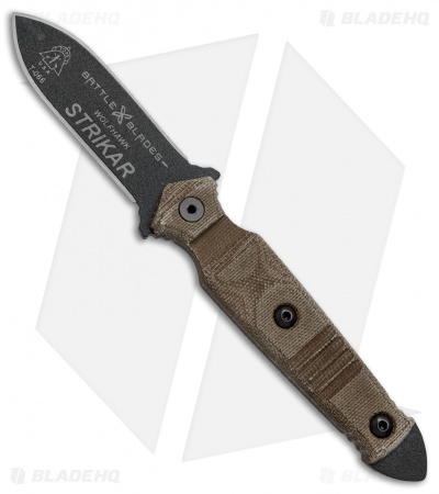 Battle Blades Wolfhawk Strikar Dagger Fixed Blade Knife Brown G-10 (3" Black) 