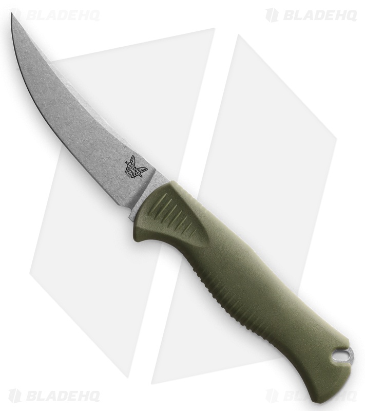Benchmade Mini Meatcrafter Fixed Blade Knife Green Rubber (4" Stonewash) 15505