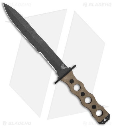Benchmade SOCP 185 Dagger Fixed Blade Knife Tan (3.22" Black Serr) 185SBK-1