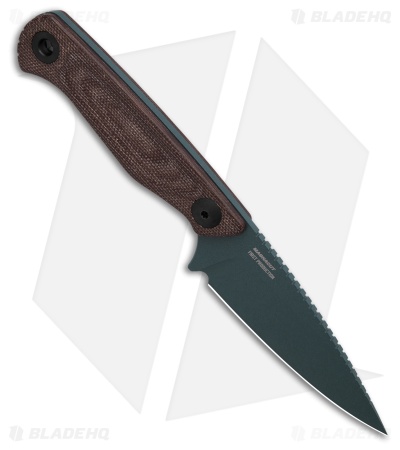 Benchmade Dacian Knife + Leather Sheath Brown Canvas Micarta (3.5" BT Cerakote)
