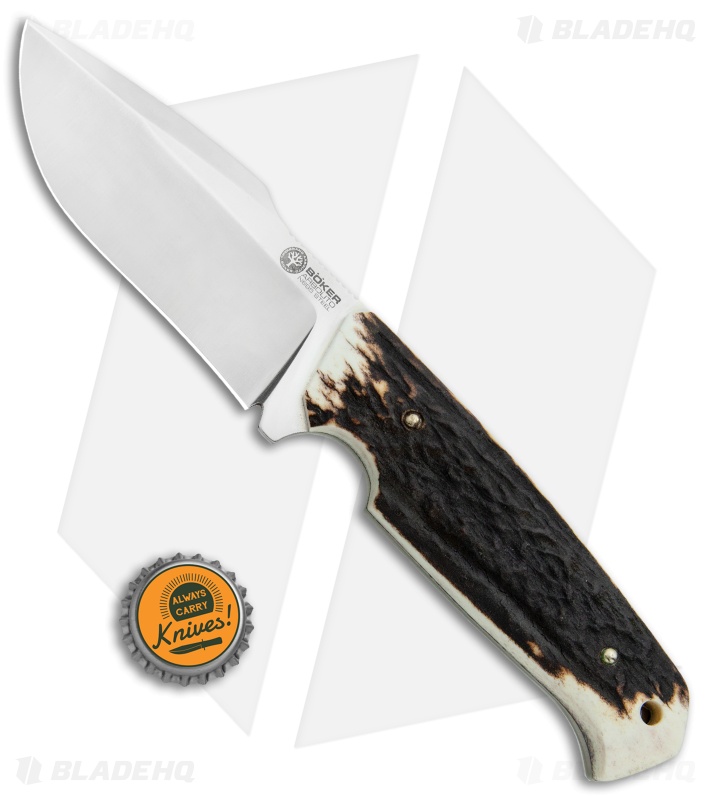 Boker Arbolito Bison Fixed Blade Knife Stag (4.13" Satin)