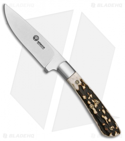 Boker Arbolito Nicker Fixed Blade Knife Stag Horn (3.75" Satin) 02BA736H