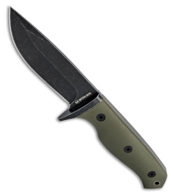 Boker Magnum Bushcraft Drop Point Fixed Blade Knife Green G-10 (4.25" Black)