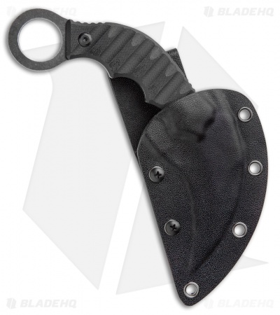 Boker Magnum Hotel Romeo Karambit Fixed Blade Knife Black G-10 (3" Black Serr) 