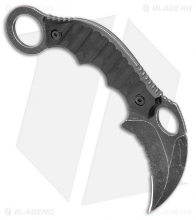 Boker Magnum Hotel Romeo Karambit Fixed Blade Knife Black G-10 (3" Black Serr) 
