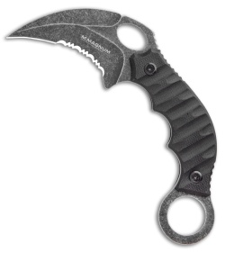 Boker Magnum Hotel Romeo Karambit Fixed Blade Knife Black G-10 (3" Black Serr) 