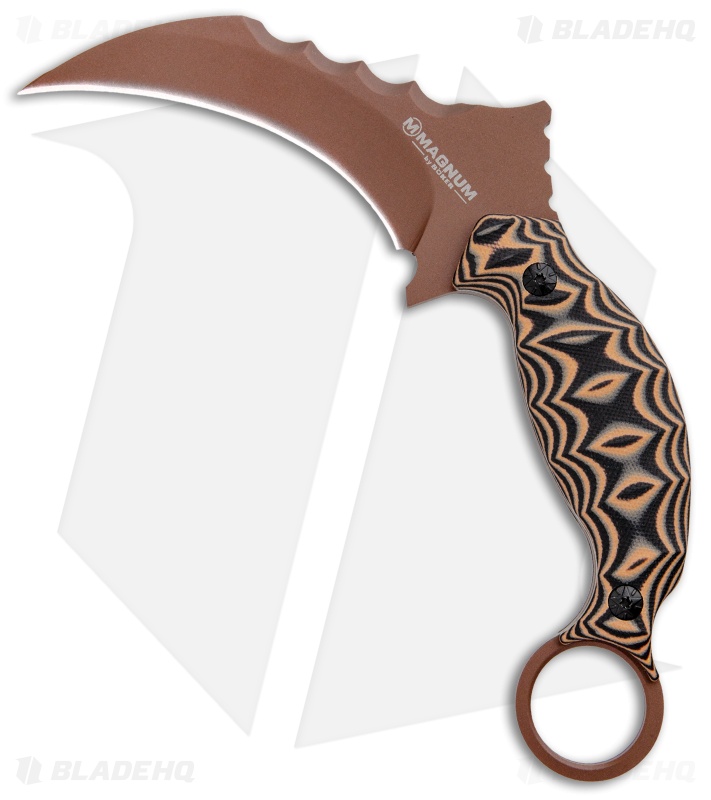 Boker Magnum Raptors Claw Fixed Blade Black/Orange G-10 (4.5" Brown) BOM02SC032