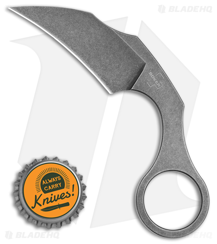 Boker Plus Bad Moon Karambit Fixed Blade Knife (2.4" Gray Stonewash) 02BO078