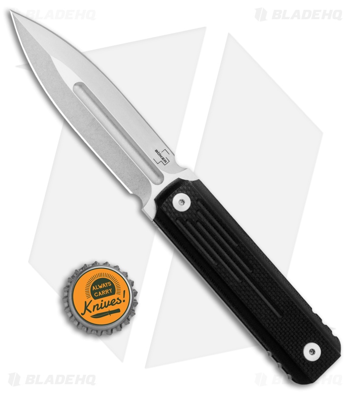 Boker Plus Omerta Dagger Fixed Blade Knife Black G-10 (3.9" Stonewash)